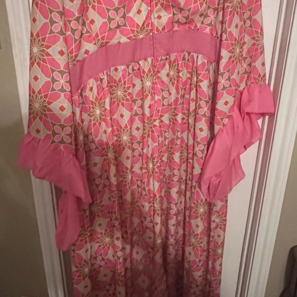 Unique Vintage pink stained glass maxi dress 2x - Picture 3 of 5